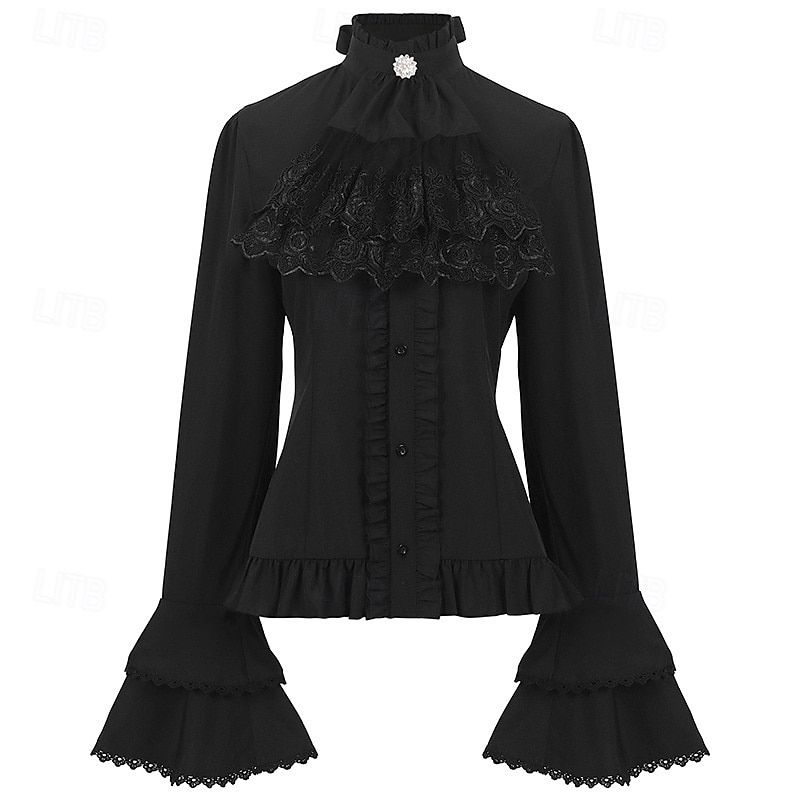 Retro Antiguo Medieval Renacimiento Blusa / Falda Vampiros Pirata Color sólido Mujer Pirata Real Steampunk Mascarada Casual Diario Adulto Camisas 2025 - $39.99 –P1