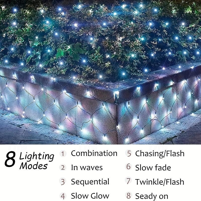 1 Pack  Solar Mesh Light Remote Control with Eight Functions for  and Festival Indoor and Outdoor Atmosphere Decoration Lights 1.5 * 1.5M-96LED/3 * 2M-192LED/6 * 4M-672LED 2026 - $38.41 –P11