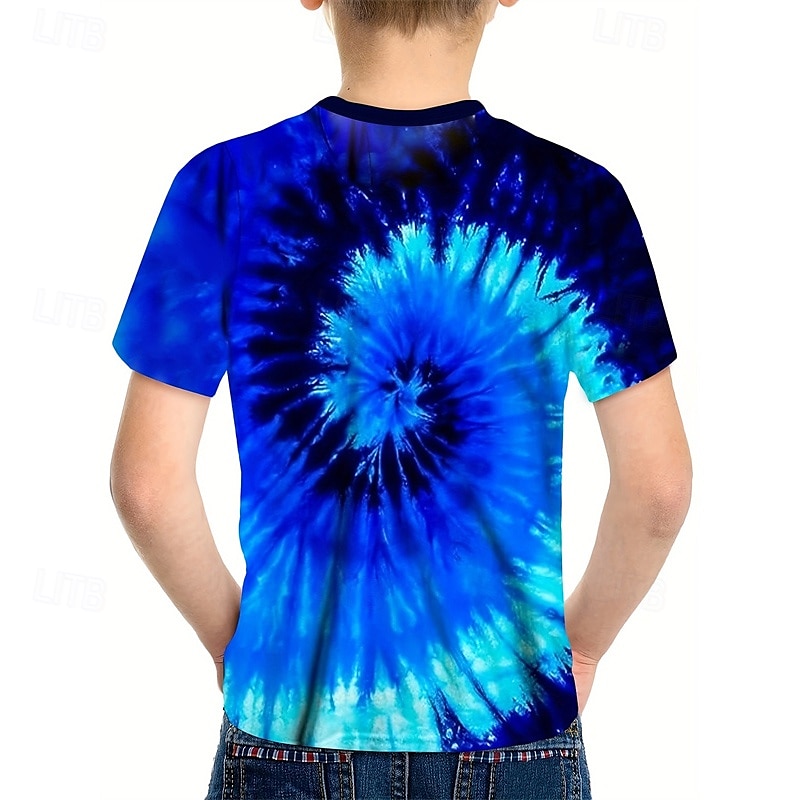 Dla chłopców 3D Graficzny Wzór tie-dye Podkoszulek T-shirt Krótki rękaw Lato Wiosna Moda Podstawowy Dzieci 4-12 lat Półgolf Na zewnątrz Codzienny Regularny 2025 - $11.99 –P2