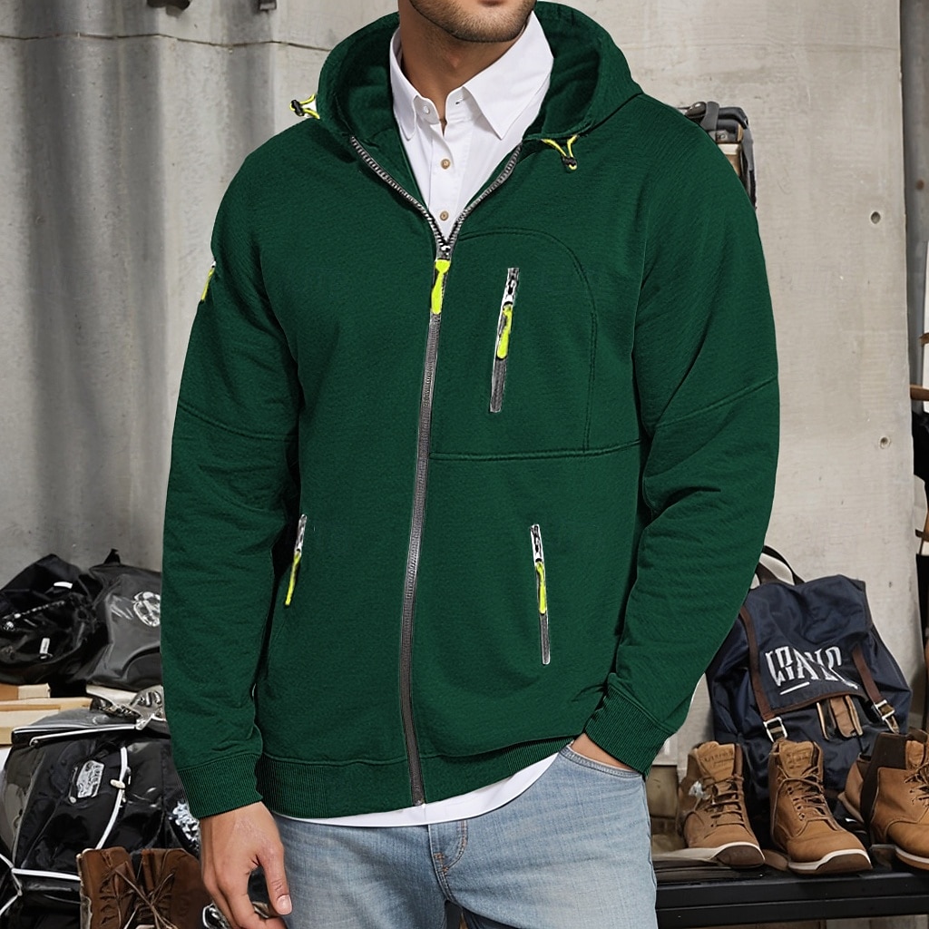 Men's Hoodie Full Zip Hoodie Fleece Hoodie Tactical Black White Wine Navy Blue Royal Blue Hooded Plain Zipper Pocket Sports & Outdoor Daily Holiday Polyester Streetwear Cool Casual Spring & Fall 2025 - $26.99 –P9