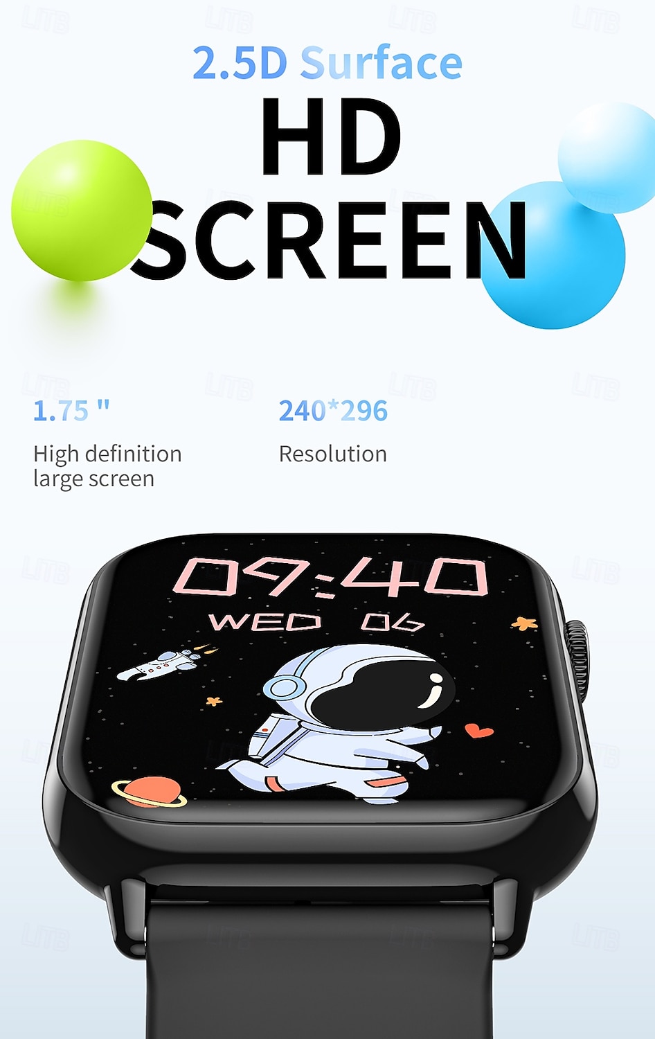 iMosi HD15 Smart Watch 1.75 inch Smartwatch Fitness Running Watch Bluetooth Pedometer Call Reminder Activity Tracker Compatible with Android iOS Women Men Hands-Free Calls Waterproof Media Control 2025 - $37.99 –P3