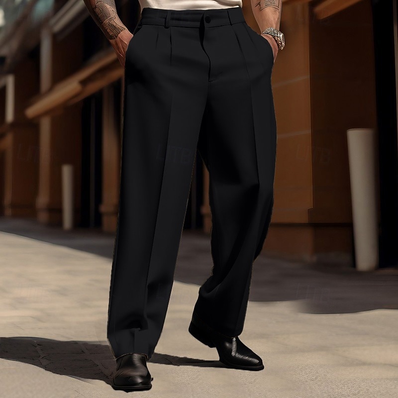 Men's Dress Pants Trousers Casual Pants Suit Pants Buttons Front Pocket ...