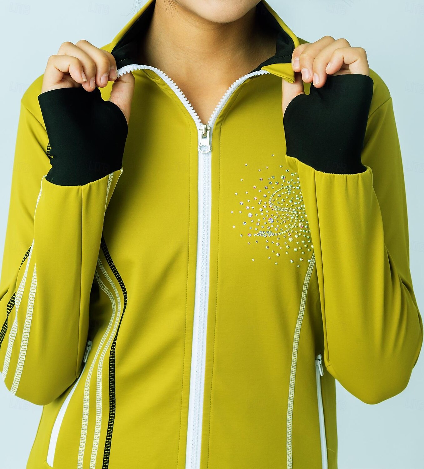 Giacca in pile per pattinaggio artistico Pantaloni da pattinaggio artistico Giacca con pantaloni da pattinaggio artistico Per donna Ragazze Pattinaggio sul ghiaccio Giacca Collant Abiti Nero / giallo del 2025 a $136.99 –P5