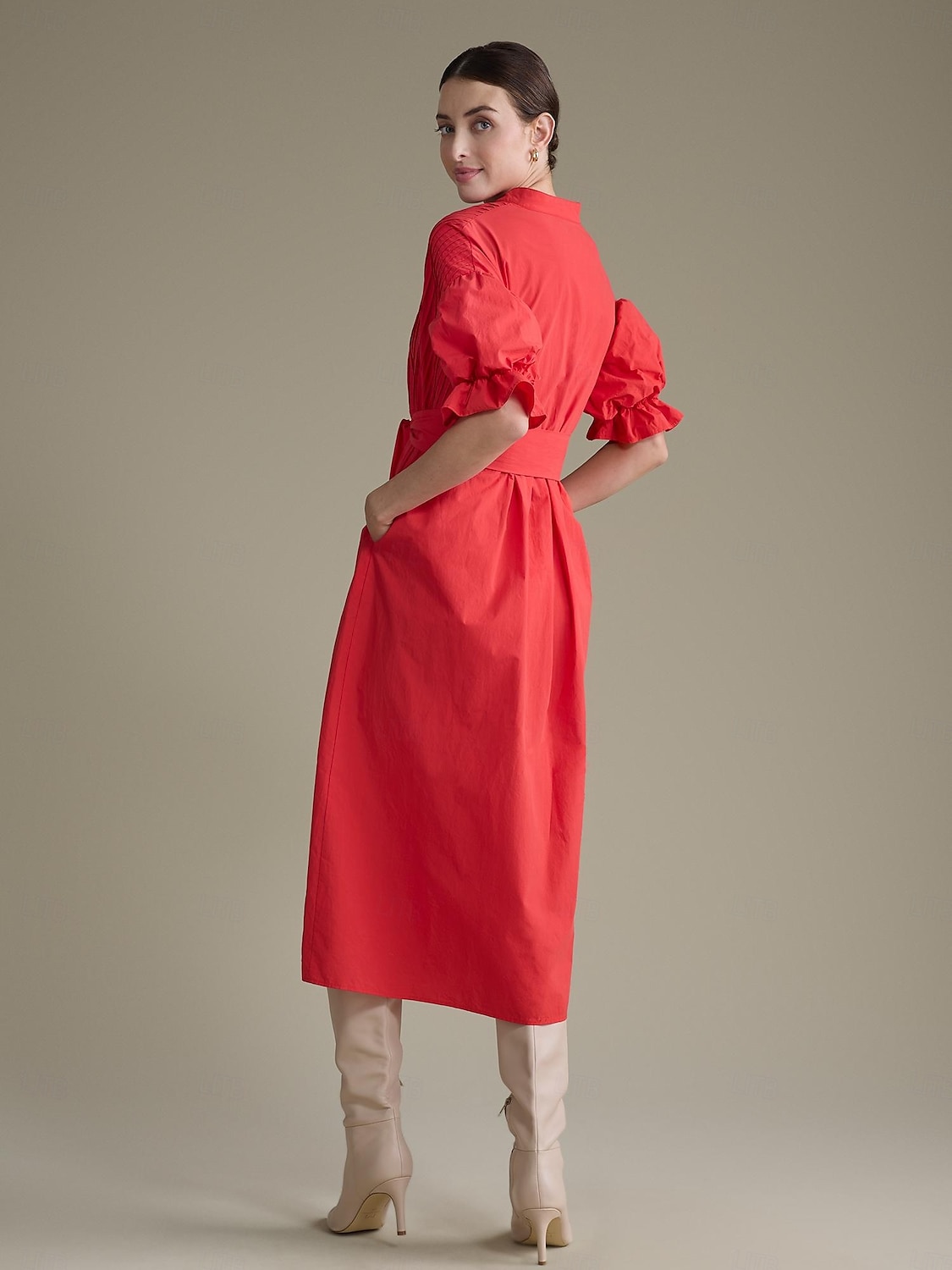 robe longue ceinturée en coton uni à col Henley de 2025 ? $78.99 –P2