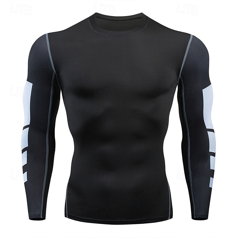 Homens Camisetas Compressão Camisa Atlético camisa de ginástica Camisa Fitness Patchwork Manga Longa Camiseta Casual Roupa Esportiva Outono Respirável Secagem Rápida Alta elasticidade Treino de de 2025 por $12.99 –P7
