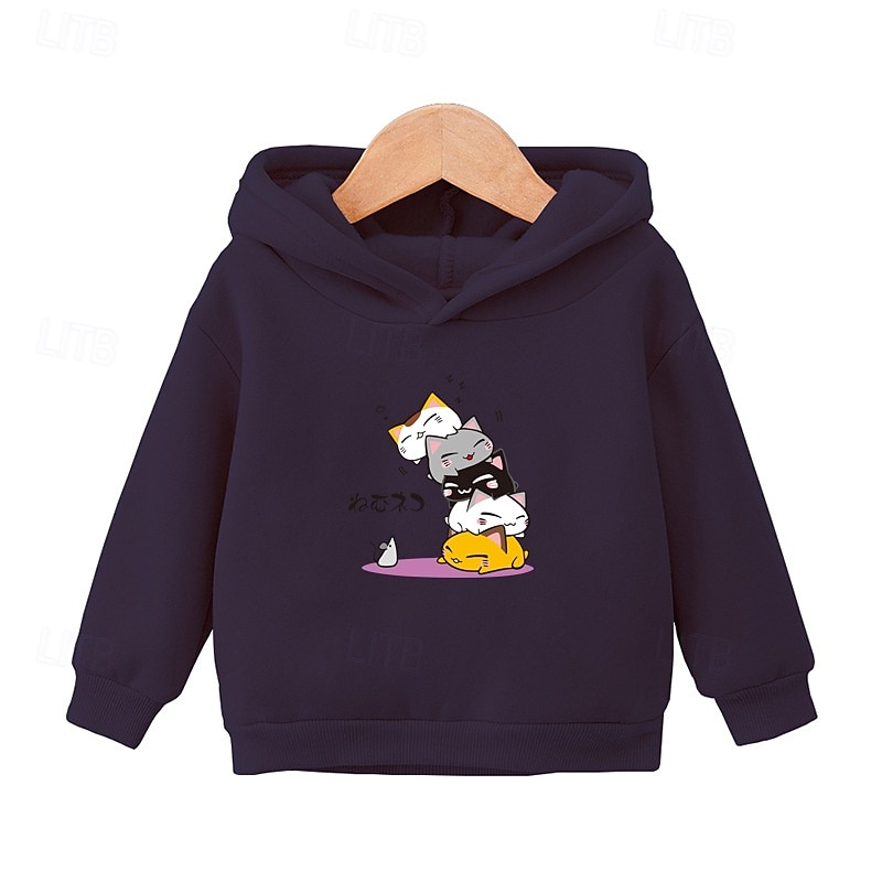Jungen Mädchen 3D Karikatur Katze Kapuzenshirt Langarm Herbst Winter Modisch Basic kinderkleidung 4-7 Jahre Mit Kapuze Outdoor Casual Täglich Regular Fit 2025 - $7.99 –P5