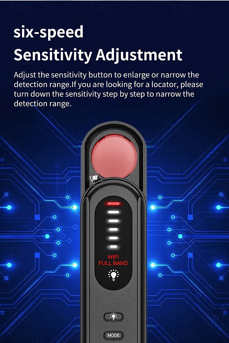 verborgen camera detector afluisterapparaat tracker anti-spion elektronisch signaal 5 niveaus gevoeligheid draadloze signaalscanner voor thuis 2025 - $39.99 –P2