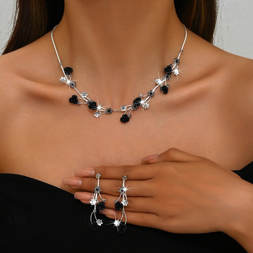 Sieradenset 3 stuks Legering Oorbellen Kettingen Dames Elegant Vintage Modieus meetkundig Bloemvorm Geometrische vorm Sieraden set Voor Bruiloft Feest Vuosipäivä 2025 - $20.99 –P5
