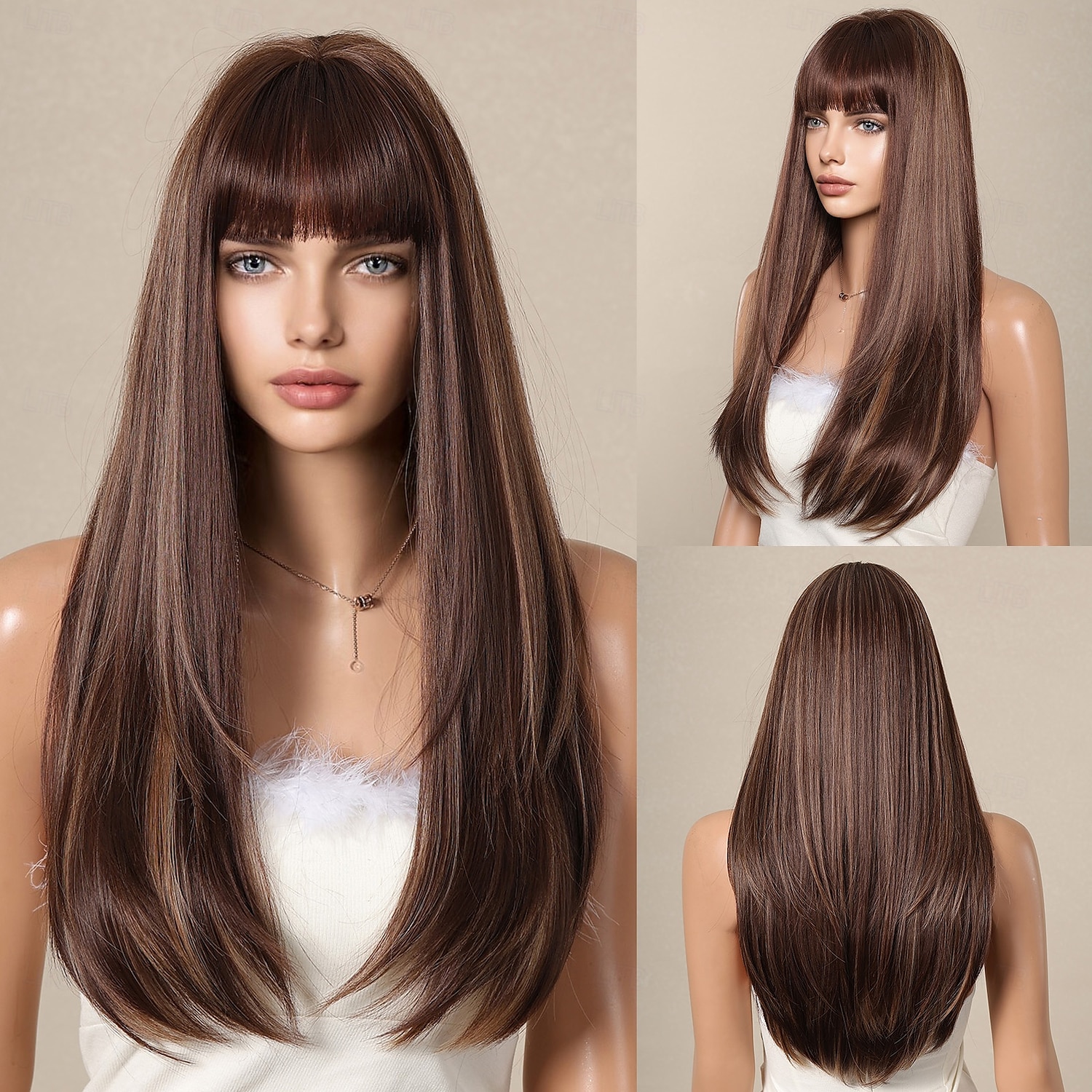 Synthetische pruiken Recht Kinky Recht Middelste stuk Pruik 66.0 cm Donker Bruin Synthetisch haar Dames Middenscheiding Stoer Aanbiddelijk Donkerbruin 2025 - $24.99 –P1