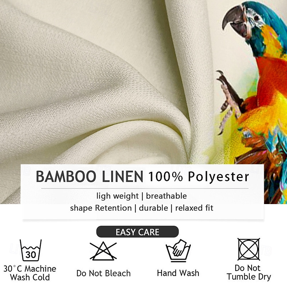 Men's Parrot Button Up Shirt Long Sleeve Hawaiian Vacation Beach Wear Summer Spring Fall Mandarin Collar Band Collar 3D Print White 2025 - $24.99 –P3