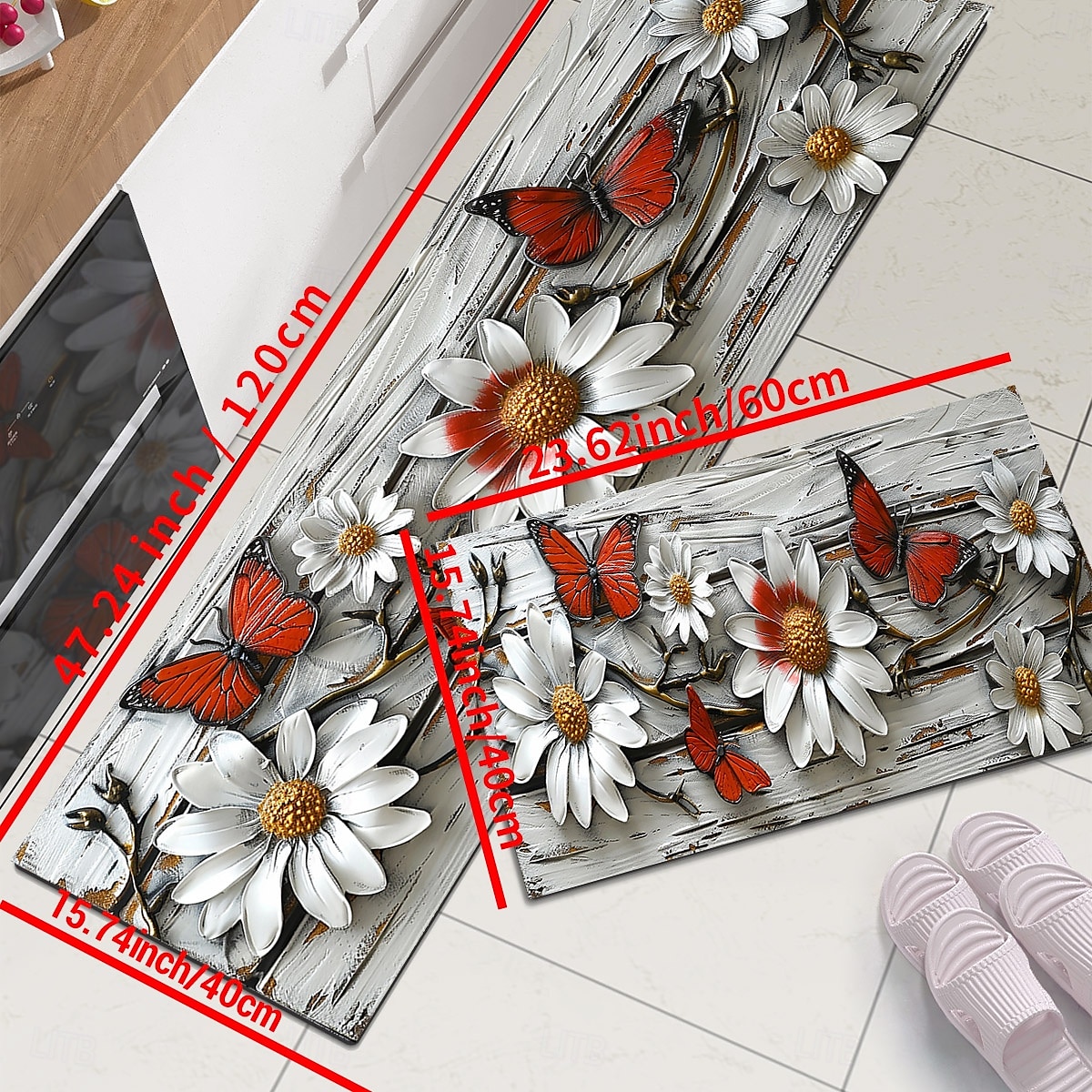 деревянный коврик для кухни с ромашковым узором, коврик для пола, нескользящий, маслянистый, коврик для гостиной, коврик для дома, для улицы, декор спальни, коврик для ванной, коврик для входа, 2025 - $15.99 –P17