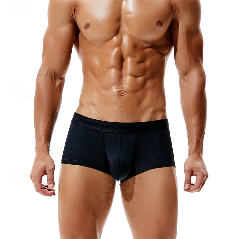 Herren 1 pc Unterwäsche Boxer Boxer-Shorts Polyester Atmungsaktiv Weich Komfortabel Glatt Mittlere Hüfthöhe Schwarz Hellgrün 2025 - €10.99 –P12