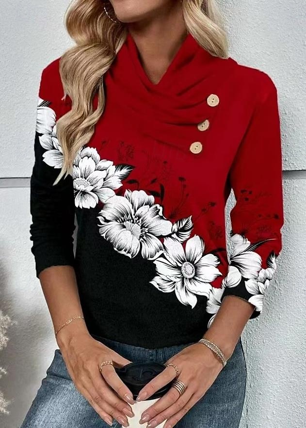 Damenbluse stilvoll modern langarm normale Oberteile Arbeit Alltag rot Frühling Herbst 2025 - $29.99 –P1