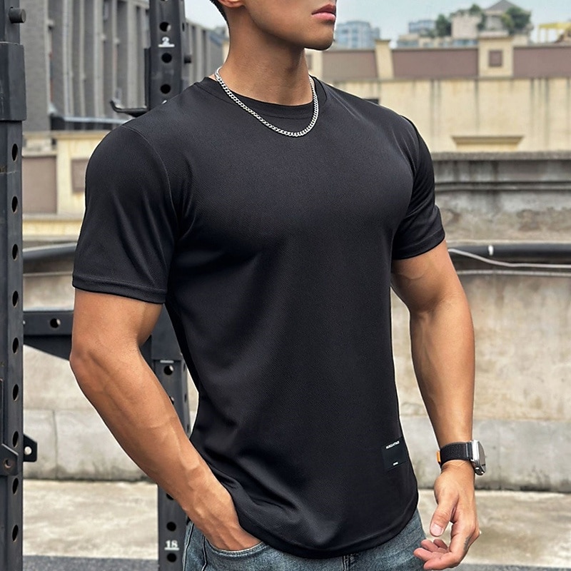 Homens Camiseta de Corrida Manga Curta Camiseta Casual Roupa Esportiva Respirável Secagem Rápida Macio Treino de Ginástica Corrida Caminhada Roupa de esporte Roupas Esportivas Cor Sólida Cinzento de 2025 por $10.39 –P9
