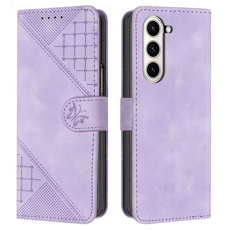 Phone Case For Samsung Galaxy Z Fold 6 Z Fold 5 Z Fold 4 Z Fold 3 Flip Cover Magnetic with Wrist Strap Card Slot Butterfly Geometric Pattern PC PU Leather 2025 - $18.99 –P1