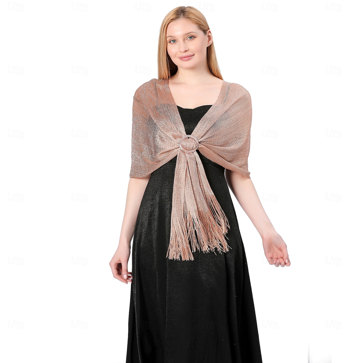 châle en soie or et argent avec boucle, groupe de mariée et demoiselle d'honneur, soirée dansante, robe de mariée, robe de soirée, châle pour femme de 2025 ? $22.99 –P4