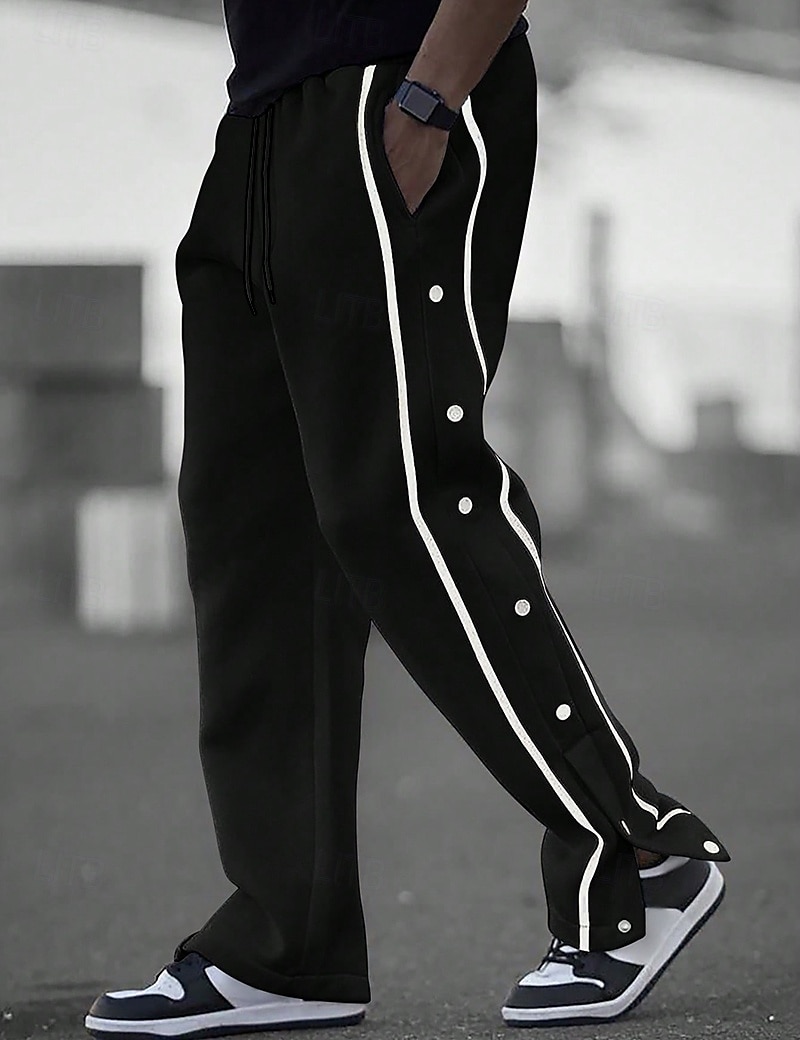 Herren Hosen abreißen Hose Hosen Jogginghose mit geradem Bein Tasche Kordelzug Elastische Taille Glatt Komfort Atmungsaktiv Outdoor Täglich Ausgehen Modisch Brautkleider schlicht Schwarz Weiß 2025 - $25.99 –P1