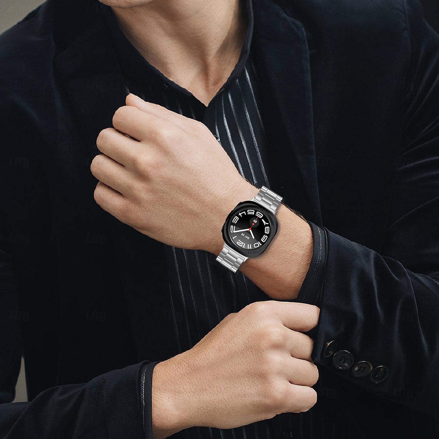 Watch Band for Samsung Galaxy Watch Ultra 47mm Stainless Steel Replacement Strap Men Vintage Business Band Wristband 2025 - $20.99 –P5