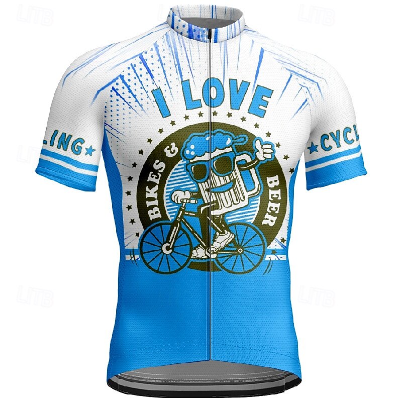 Homme Maillot de cyclisme Dessin animé Lettres & Chiffres Manche Courte Cyclisme T-shirt Maillot avec 3 poches arrière VTT Vélo tout terrain Séchage Rapide Design Anatomique Évacuation de l'Humidit de 2025 ? $30.99 –P17