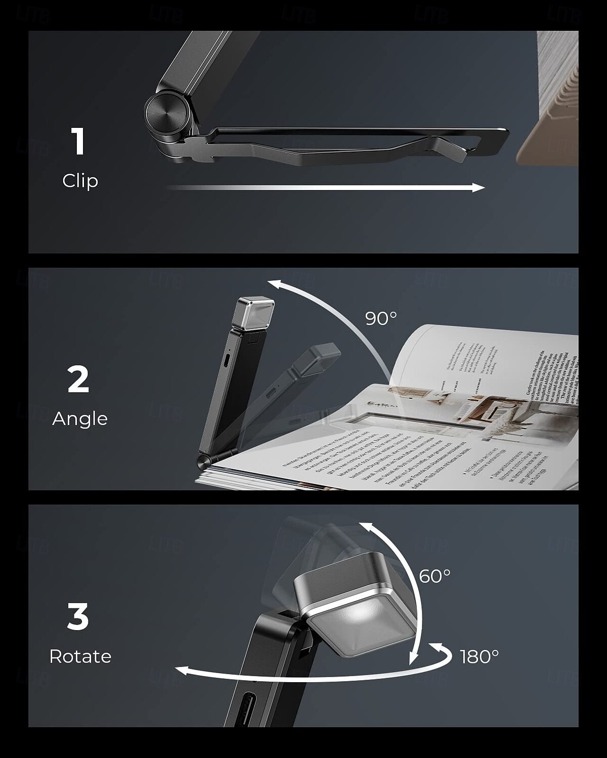 lampe de lecture rechargeable lampe de lecture pour lecture lampe de marque-page à LED à pince avec 3 couleurs de lumière de 2025 ? $23.99 –P11