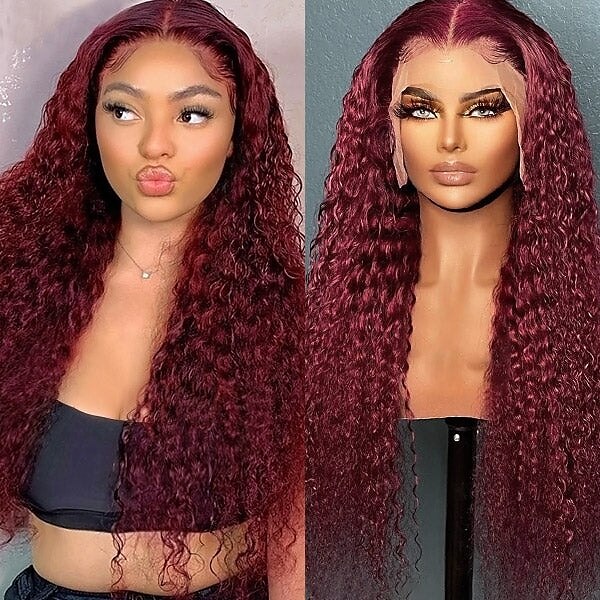 Burgundy Curly Wigs 99J Lace Frontal Wig 13x4 Curly Frontal Wig 12-30 Inch 2025 - $206.99 –P7