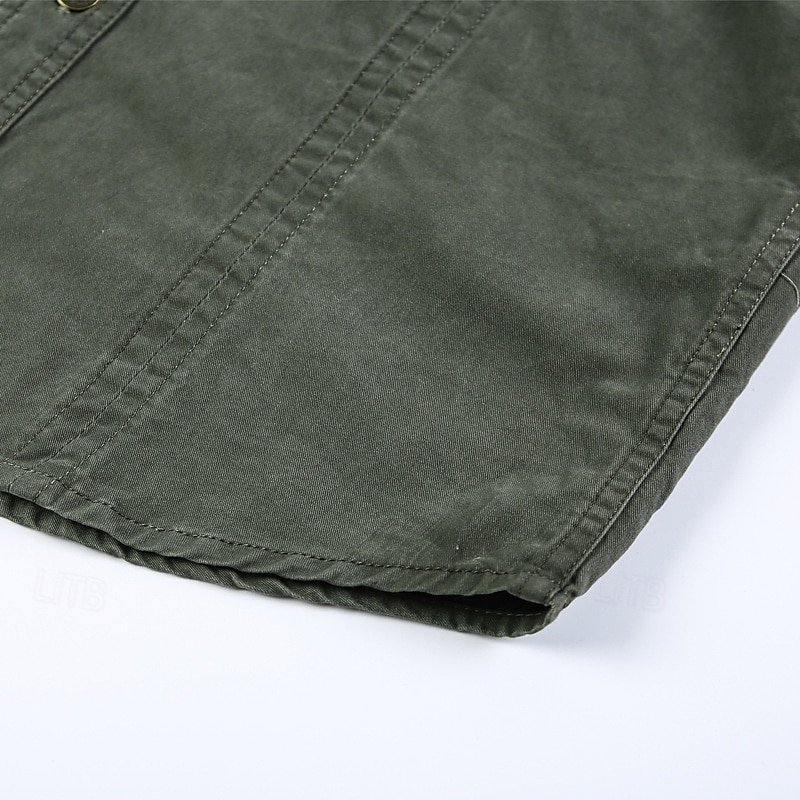 Voor heren Overhemd Werkkleding shirts Werkhemden Overhemd met knopen Cargoshirt Zwart khaki Leger Groen Donkerblauw Beige Lange mouw Effen Revers Vakantie Feestdagen Voorvak Kleding Modieus Casual 2025 - $26.99 –P13