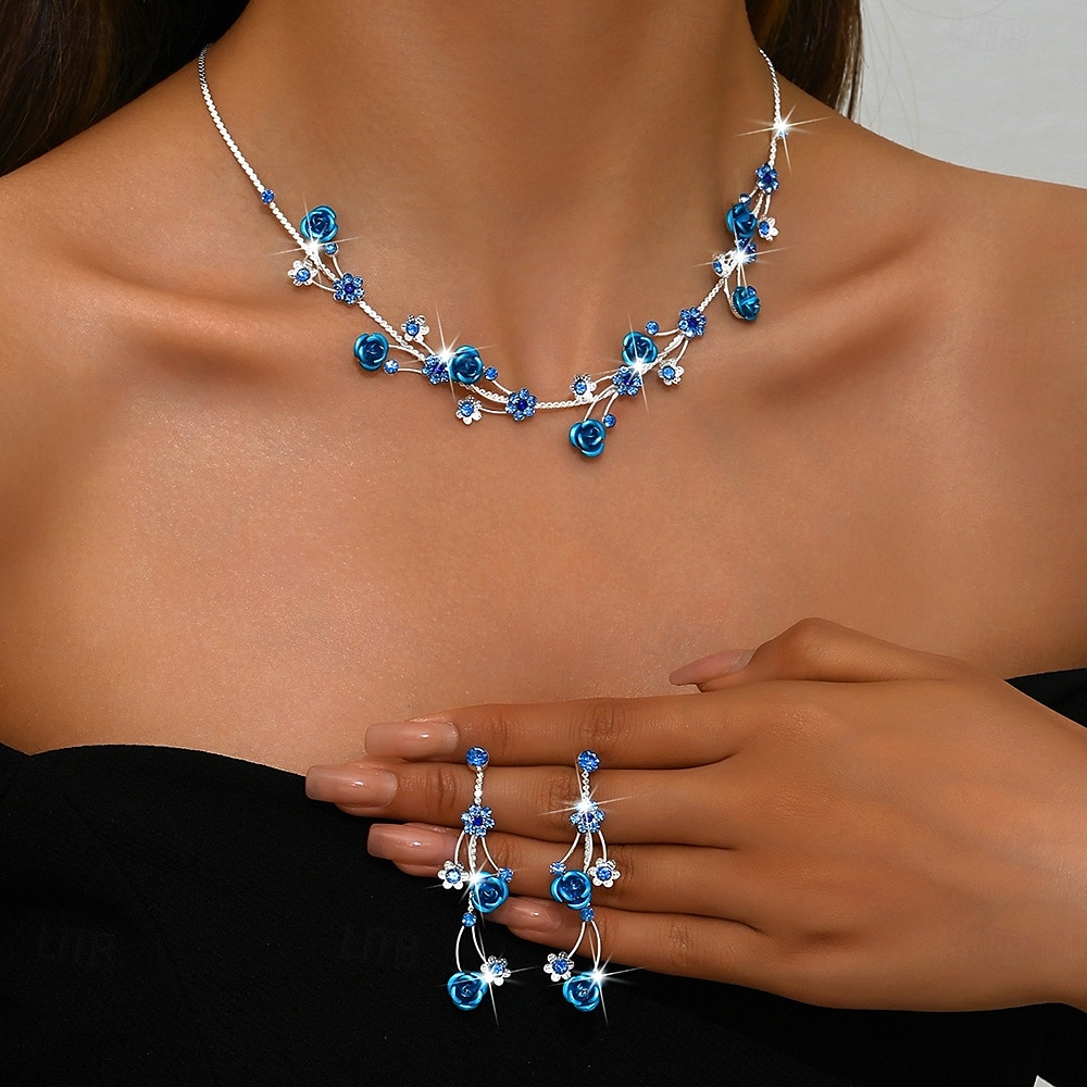 Sieradenset 3 stuks Legering Oorbellen Kettingen Dames Elegant Vintage Modieus meetkundig Bloemvorm Geometrische vorm Sieraden set Voor Bruiloft Feest Vuosipäivä 2025 - $20.99 –P6
