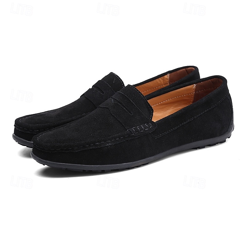 Men's Loafers & Slip-Ons Suede Shoes Plus Size Penny Loafers Driving Loafers Casual Outdoor Daily Suede Loafer Black Burgundy Navy Blue Summer Spring 2025 - $34.99 –P4