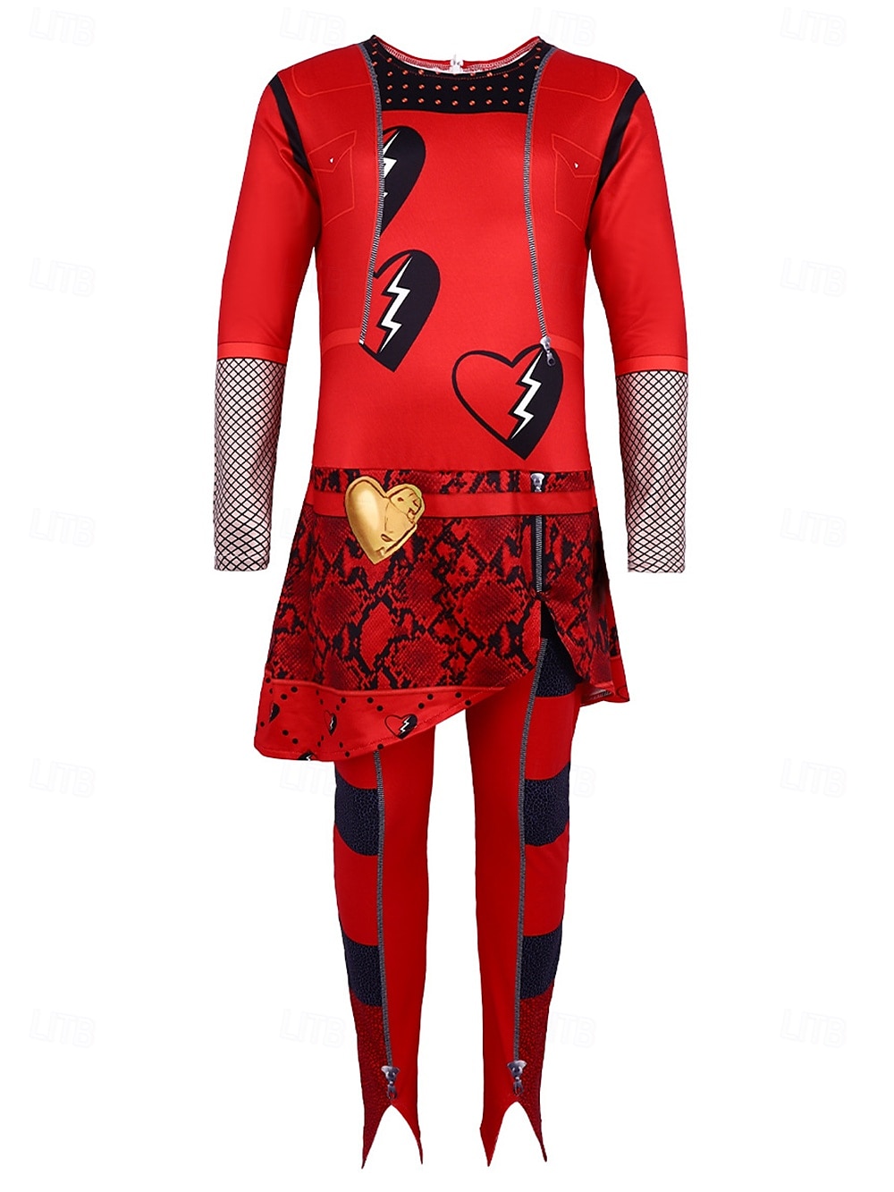 Descendants The Rise of Red Kids Red Queen of Hearts Costume Jumpsuit Cosplay Costume Movie Cosplay for Girls' Kid's Children's Day New Year Masquerade Performance 2025 - $36.99 –P2
