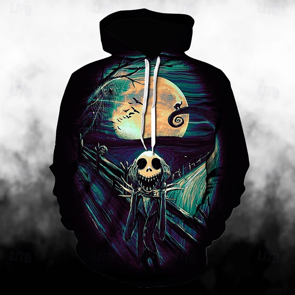 Víspera de Todos los Santos Salida Jack Skellington Esqueleto Sudadera Pullover Sudadera con capucha navideña divertida Estampado 3D Bolsillo delantero Gráfico Para Pareja Hombre Mujer Adulto Víspera 2025 - $35.99 –P2