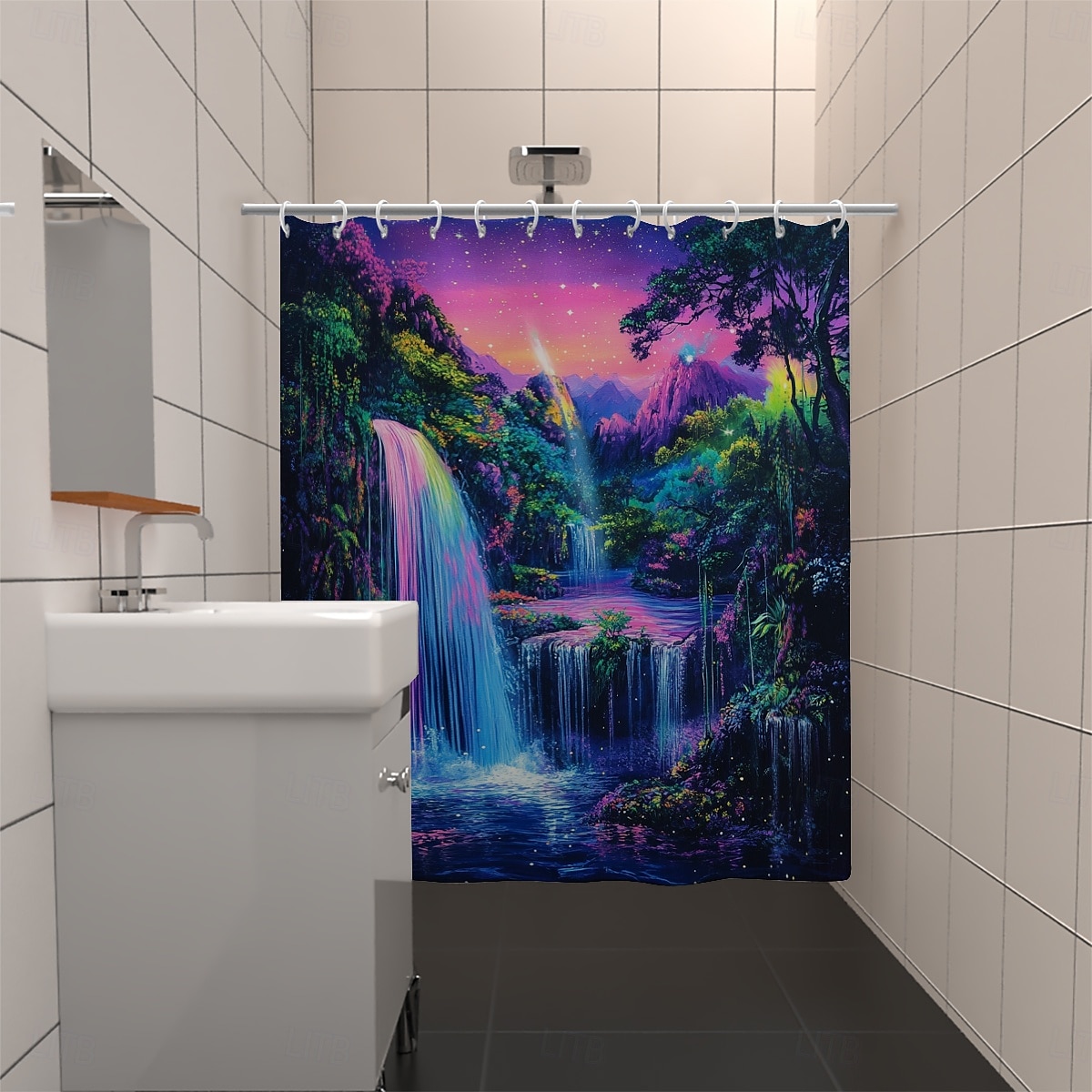 Shower Curtain with Hooks 180cm*180cm(70"*70") Polyester Washable Waterproof Forest Waterfall Pattern Bathroom Bathtub Decor 2025 - $19.99 –P12