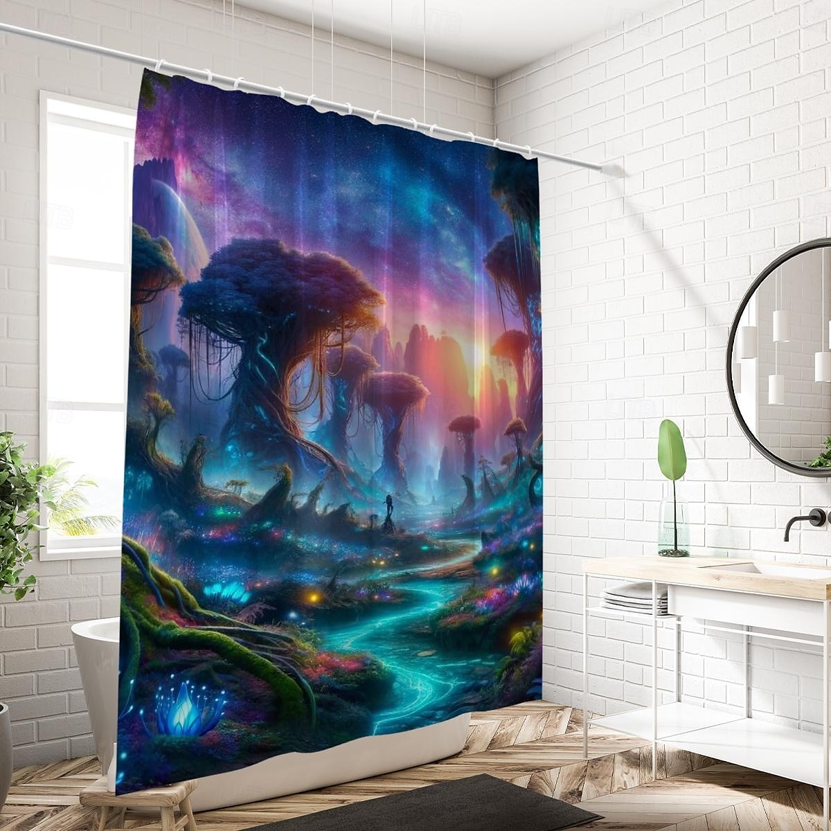 Rideau de douche avec crochets 180cm*180cm(70"*70") polyester lavable imperméable motif paysage peinture à l'huile Van Gogh Arbre de Vie de 2025 ? $19.99 –P10