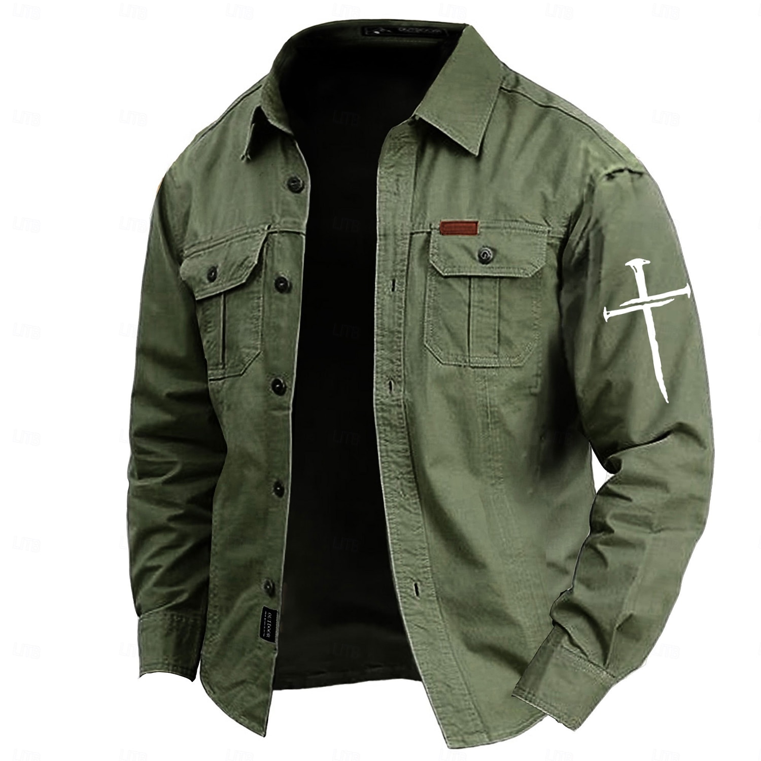 Per uomo Croce Camicia da lavoro Camicia Western Camicia cargo Manica Lunga Casual Pantaloni Tattici Sport & Outdoor Uscire Inverno Primavera & Autunno Collo ripiegato Stampato Nero Verde militare del 2026 a $29.99 –P5