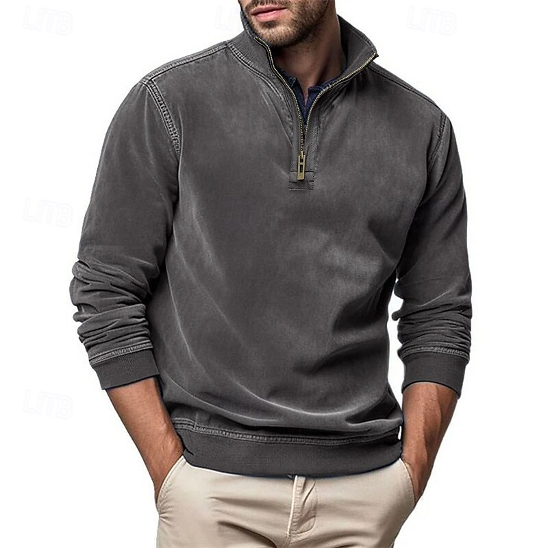 Men's Sweatshirt Quarter Zip Sweatshirt Black Army Green Royal Blue Brown Khaki Half Zip Plain Half Zip Sports & Outdoor Daily Holiday Polyester Streetwear Basic Casual Fall & Winter Clothing Apparel 2026 - $42.99 –P4