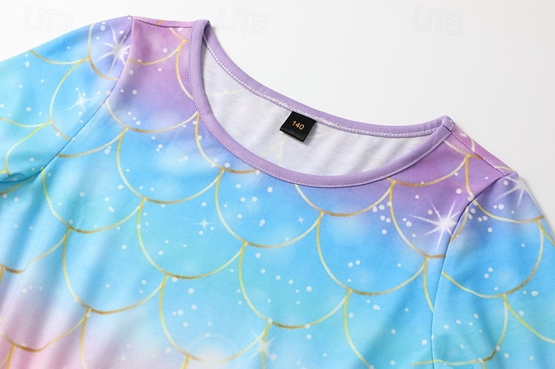kinderkleidung Mädchen Kleid Regenbogen Meerjungfrau Langarm Casual Rundhalsausschnitt bezaubernd Täglich Polyester Übers Knie Casual kleid Schaukelkleid A Linie Kleid Herbst Winter 3-10 Jahre 2025 - $17.49 –P3