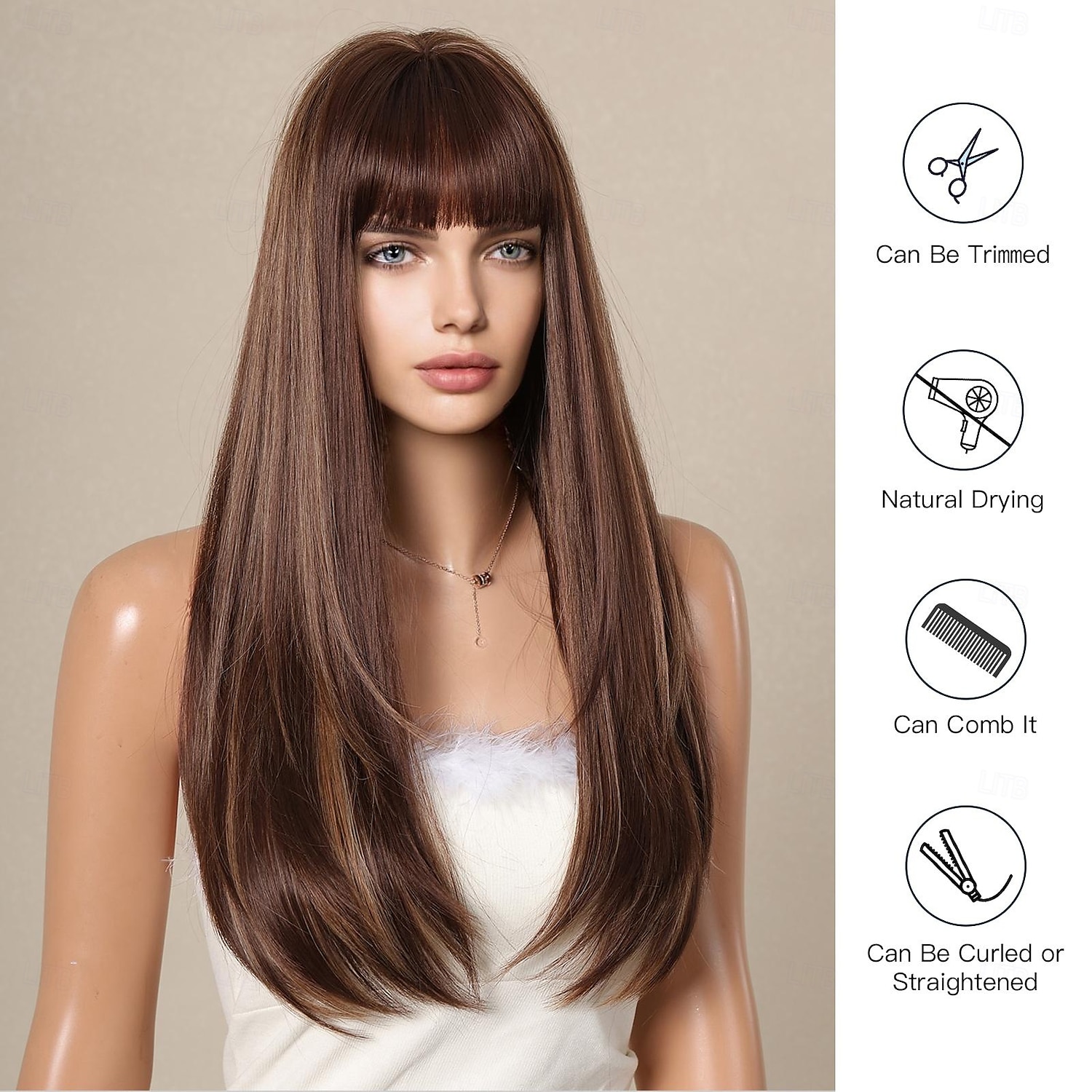 Synthetische pruiken Recht Kinky Recht Middelste stuk Pruik 66.0 cm Donker Bruin Synthetisch haar Dames Middenscheiding Stoer Aanbiddelijk Donkerbruin 2025 - $24.99 –P3
