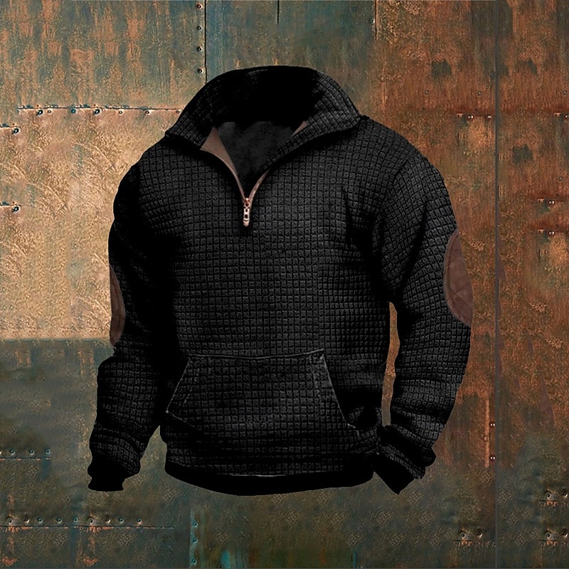Pánské Mikina Waffle mikina Čtvrtletní mikina na zip Černá Námořnická modř Khaki Světle šedá Šedá Poloviční zip Barevné bloky Slátanina Rýhovaný Přední kapsa Sporty a outdoor Denní Dovolená Polyester 2026 - $31.99 –P5