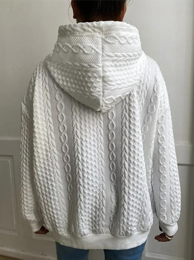 felpa con cappuccio da donna moda semplice lavoro quotidiano casual con cappuccio patchwork vestibilità ampia manica lunga nero bianco cachi grigio autunno inverno del 2025 a $38.99 –P2