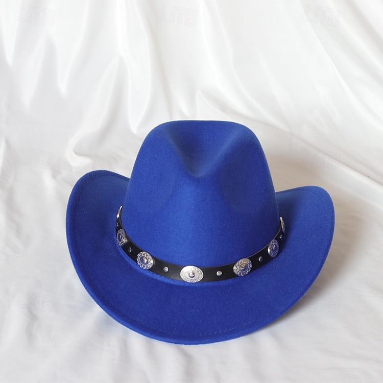jednolity kolor unisex kowbojski kapelusz punkowy western z dzianinowym filcem 2025 - $18.49 –P12