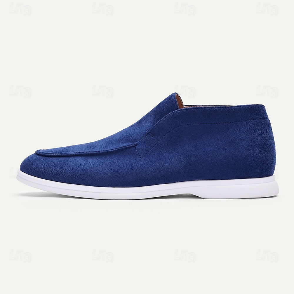mocassini slip-on da uomo in finta pelle scamosciata grigia, scarpe casual minimaliste con suola bianca - calzature versatili e comode per l'uso quotidiano del 2025 a $64.99 –P1