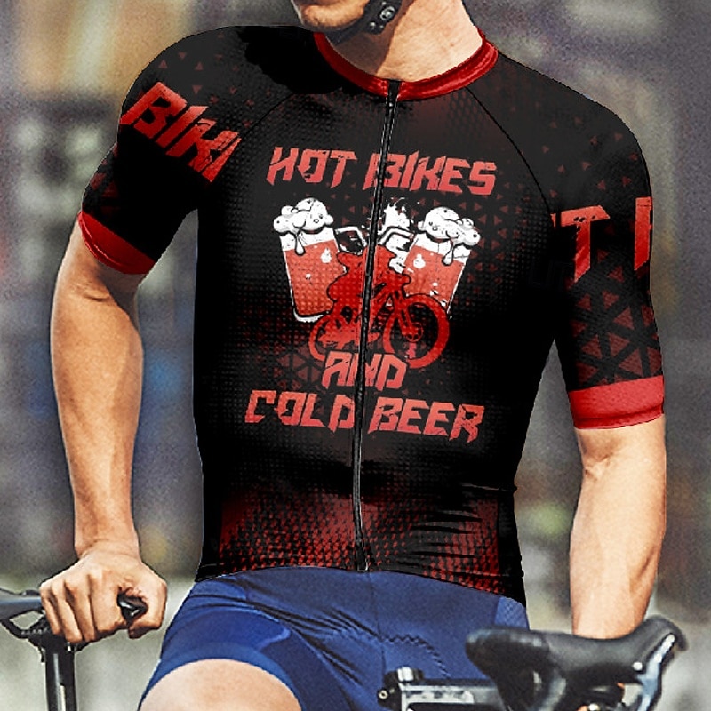 Men's Cycling Jersey Letter & Number Beer Short Sleeve Bike Tee Tshirt Jersey with 3 Rear Pockets Mountain Bike MTB Quick Dry Anatomic Design Wicking Breathable Sports Yellow Red Blue Clothing Apparel 2026 - $30.99 –P15