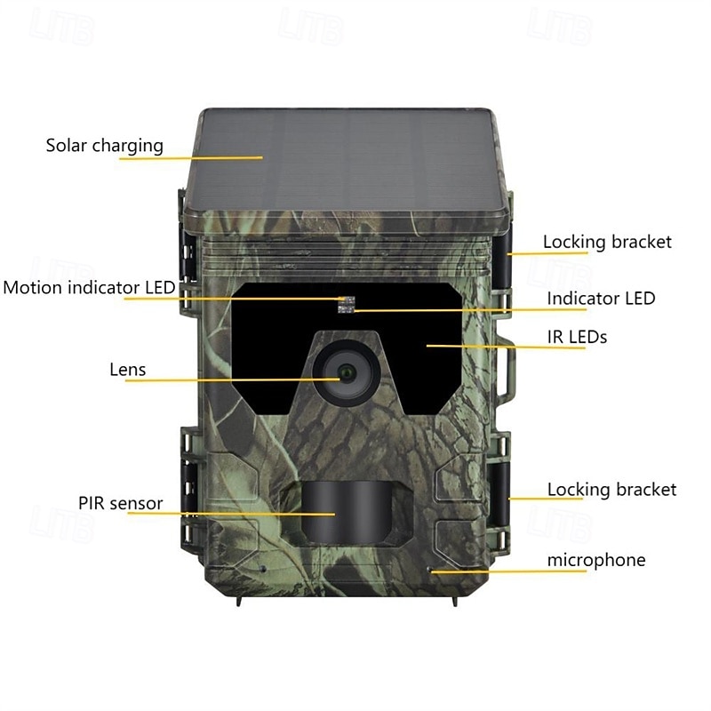 Solar Powered Night Vision Trail Camera 50MP 4K Hunting Cameras 0.3s Trigger Time Trail Camera for Wildlife Monitoring Hunting 2025 - $124.99 –P10