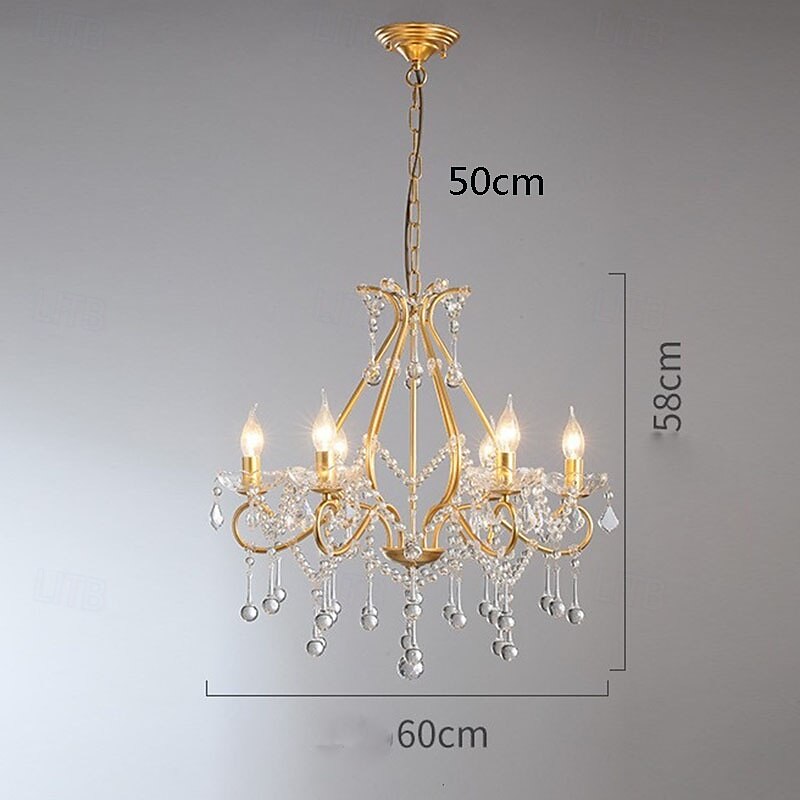 lampadario a led bianco caldo 6/8 luci 60cm/80cm lampadario di design unico in cristallo europeo di lusso francese retrò e12/e14 per camera da letto sala da pranzo 110-240v del 2025 a $515.99 –P5
