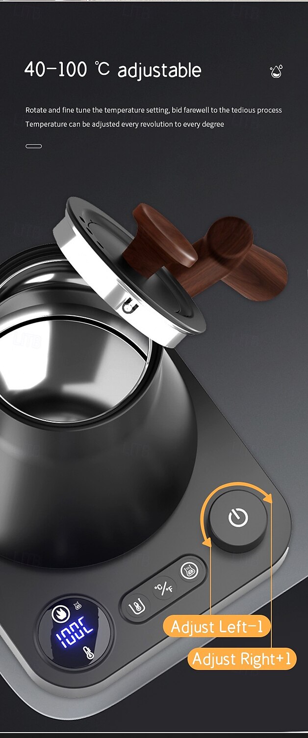 Electric Gooseneck Kettle Fast Water Boiler Stainless Steel Inner Temperature Control LCD Display Auto Shut Off 0.9L Pour Over Coffee and Tea Kettle 2025 - $77.99 –P5