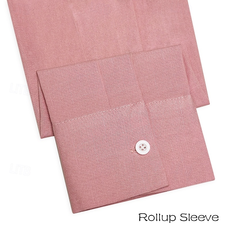 Voor heren linnen overhemd Blad Buiten Vakantie Wit Blozend Roze Groen Grijs Lange mouw Kraag Lente & Herfst Kleding Dichtknopen 2025 - $25.99 –P6
