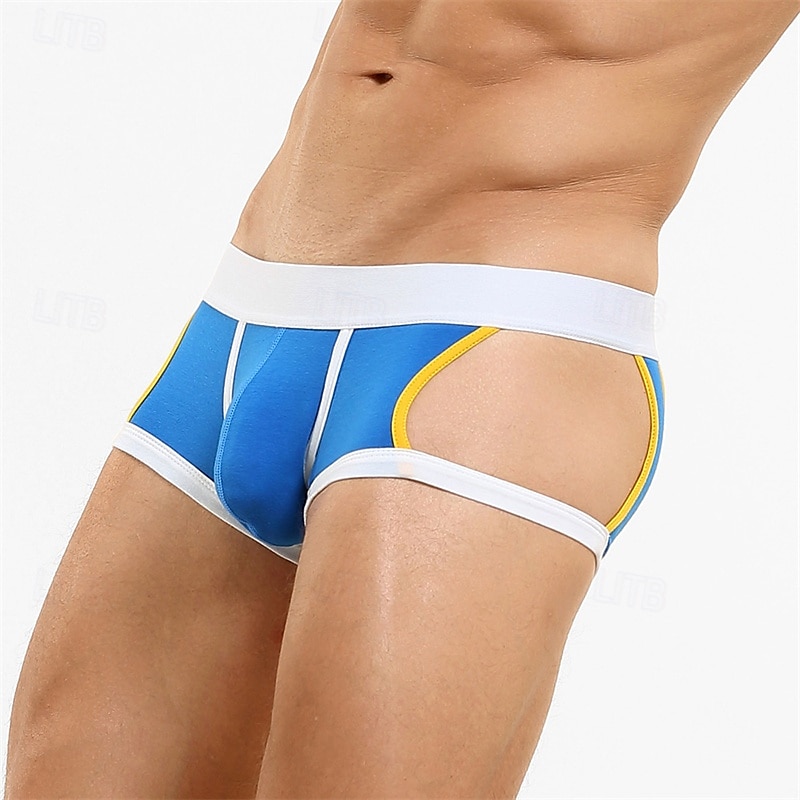 Per uomo 1 pc Mutandine sexy Boxer Lato scavato Poliestere Traspirante Morbido Comodo Color Block A vita medio-alta Nero Rosso del 2025 a $10.49 –P3