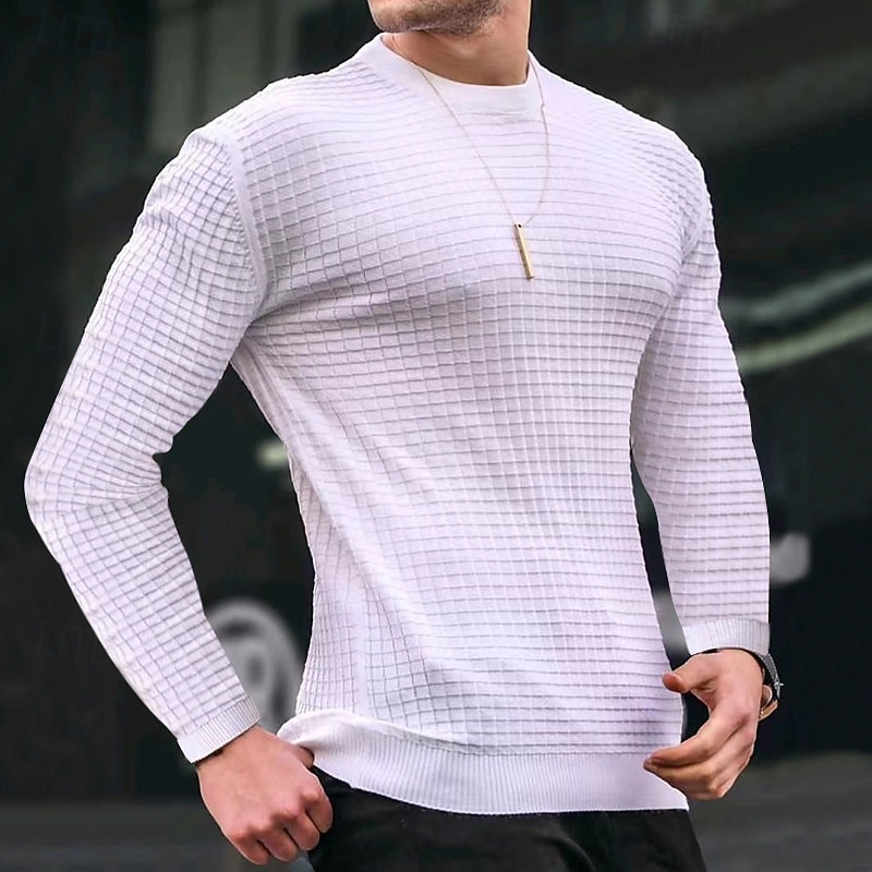 Bărbați Hanorca Hanorac Waffle Negru Alb Verde Militar Kaki Gri Închis Stil Nautic Simplu Striat Texturat Textură tricotată Sporturi & Exterior Zilnic Concediu Poliester Șic Stradă De Bază Casual 2026 - $18.99 –P8