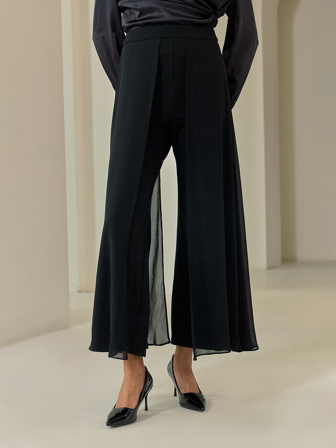 Dame Full lengde Chiffon Høy Elastisitet Elegant Fritid / hverdag Svart Sommer Vår & Vinter S M L 2025 - $72.99 –P5