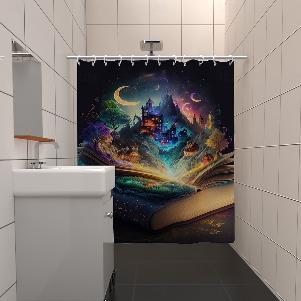 Rideau de douche avec crochets 180cm*180cm(70"*70") polyester lavable imperméable motif paysage peinture à l'huile Van Gogh Arbre de Vie de 2025 ? $19.99 –P5