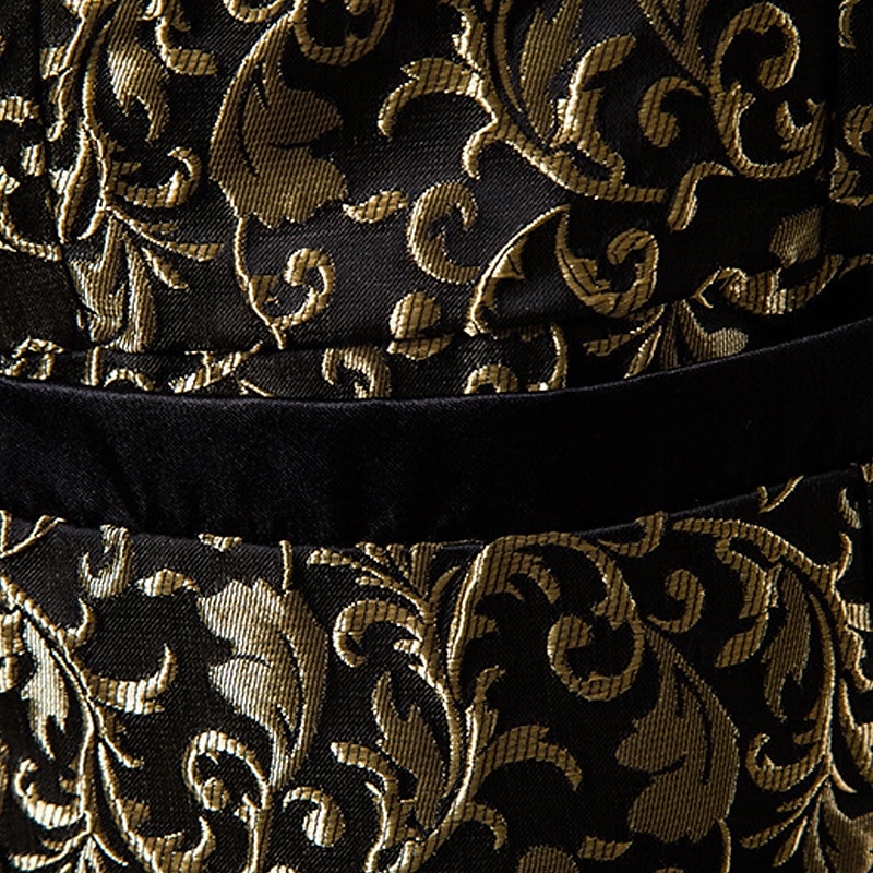 Herr Kavaj Företag Cocktailfest Bröllopsfest Mode Ledigt Vår & Höst 80% bomull Växter Knapp Ficka Bekväm Enkelknäppt Blazer Svart Vit Rubinrött Guld 2025 - $65.99 –P11